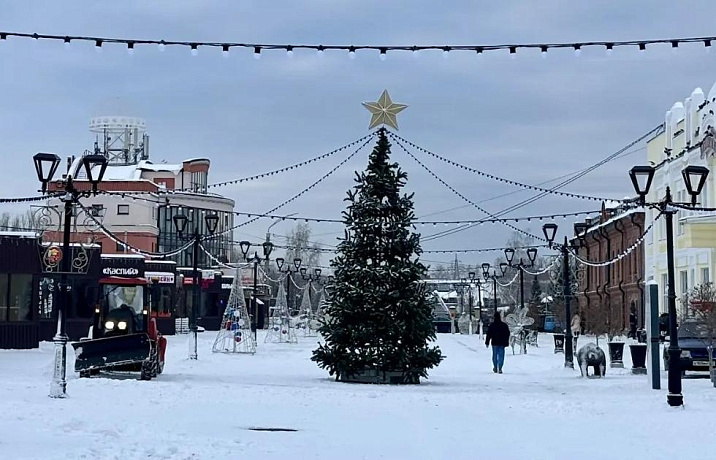 В Барнауле обустраивают новогодние городки на улице Мало-Тобольской и на площади у ДК «Южный»