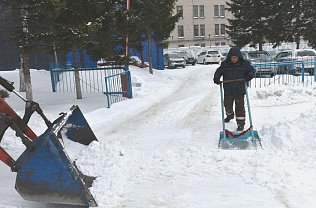 Торговые и промышленные предприятия Барнаула расчищают снег с прилегающих территорий