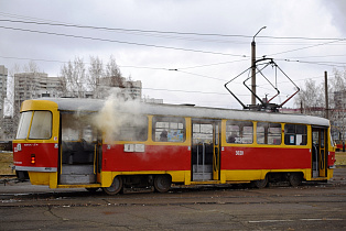«Горящий» трамвай потушили в ходе учений в Барнауле